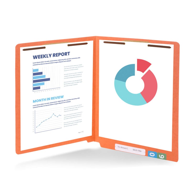 Blue Summit Supplies 50 Orange End Tab Fastener File Folders - Reinforced Straight Cut Tab - Durable 2 Prongs Designed to Organize Standard Medical Files, Receipts, Office Reports, and More - Letter Size, Orange, 50 Pack - Image 4